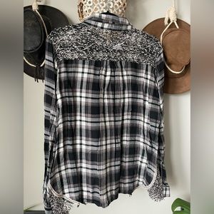 Hem & Thread Plaid Flannel with Lacey back